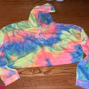 Neon Tie Dye Crop Hoodie